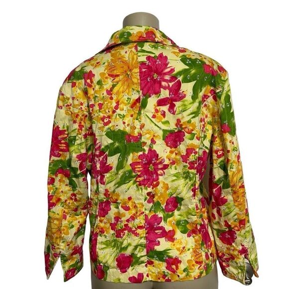 Draper's & Damon's Shirt Jacket Women's XL Multicolor Floral Embroidered Eyelet - Picture 8 of 12